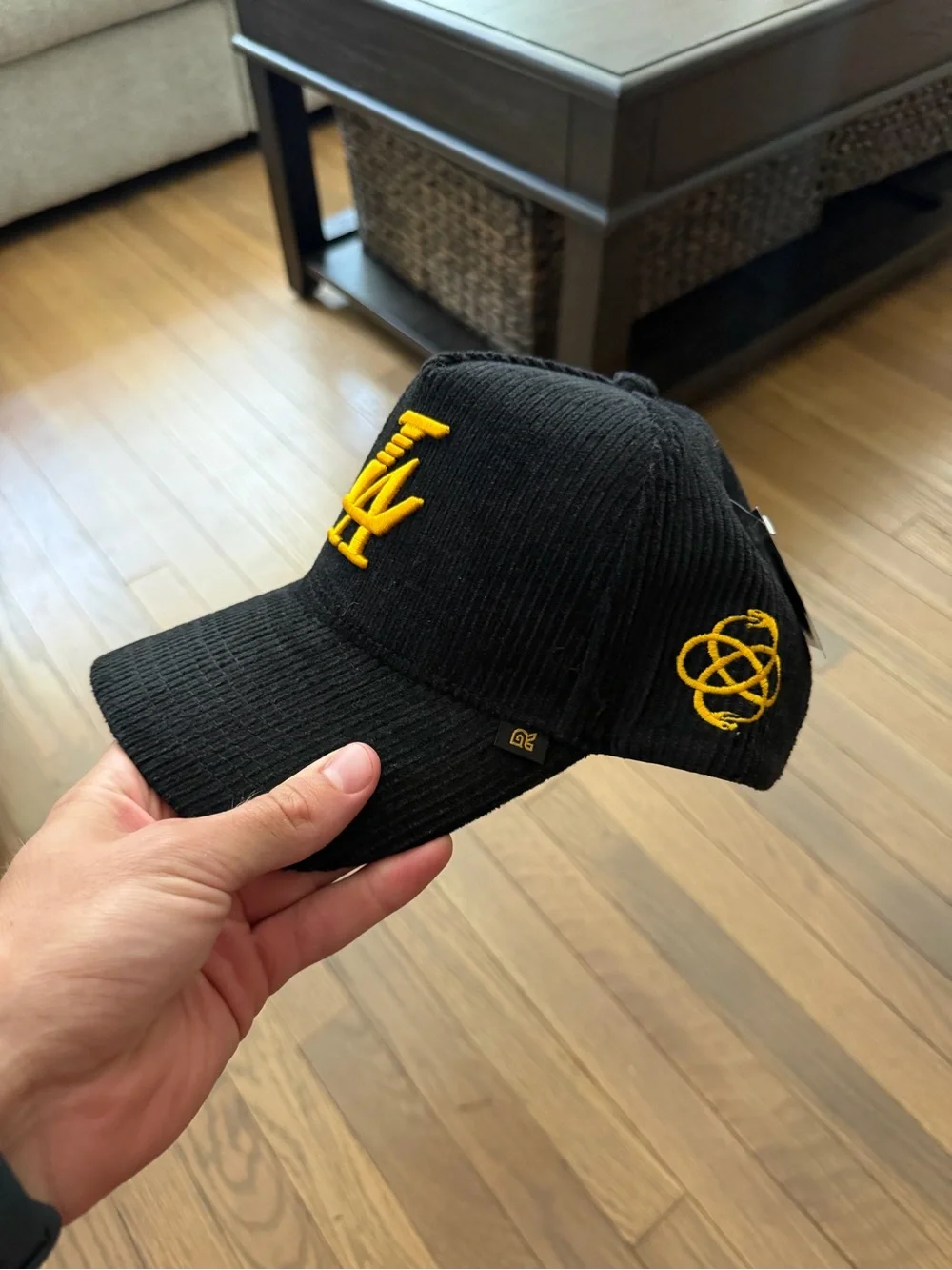 LA Lakers/Dodgers Black & Yellow Corduroy A-frame Hat